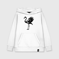 Толстовка детская хлопковая Черный фламинго с крыльями, цвет: белый
