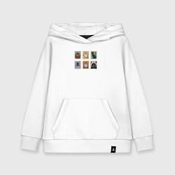 Толстовка детская хлопковая Символы Хэллоуина тыква привидение и черный кот, цвет: белый