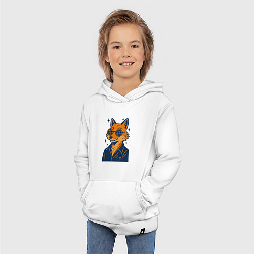 Детская толстовка-худи Лиса в очках / Белый – фото 3