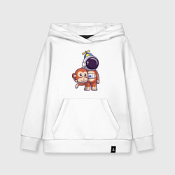 Толстовка детская хлопковая Космонавт в костюме обезьяны, цвет: белый