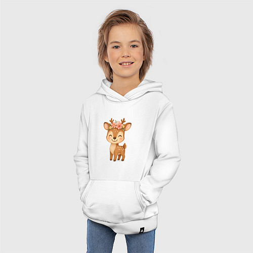Детская толстовка-худи Милый олененок с венком / Белый – фото 3