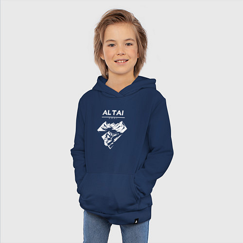 Детская толстовка-худи Алтайский край горы / Тёмно-синий – фото 3