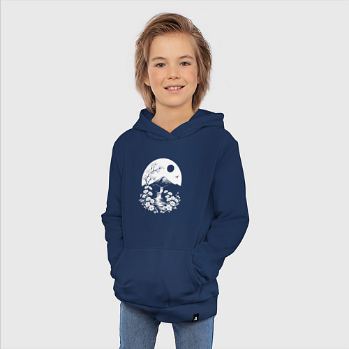 Детская толстовка-худи Лунная гармония Фудзи / Тёмно-синий – фото 3