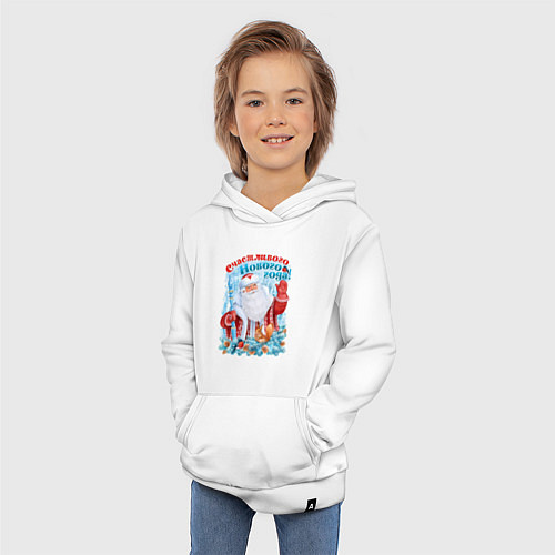 Детская толстовка-худи Счастливого Нового года / Белый – фото 3