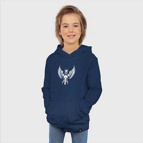Детская толстовка-худи Крылатый страж доспехи / Тёмно-синий – фото 3