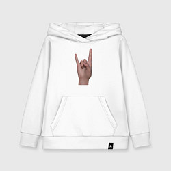 Толстовка детская хлопковая Жест коза правой рукой, цвет: белый