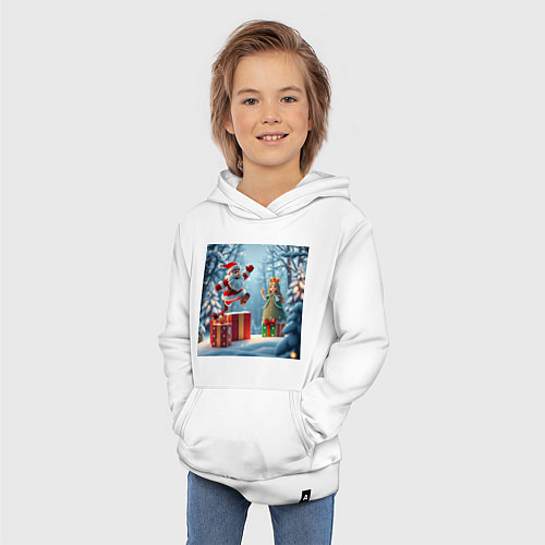 Детская толстовка-худи Дед Морозио и Принцесса Снегурочка: вперёд за пода / Белый – фото 3