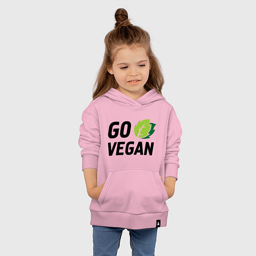 Детская толстовка-худи Go vegan / Светло-розовый – фото 4