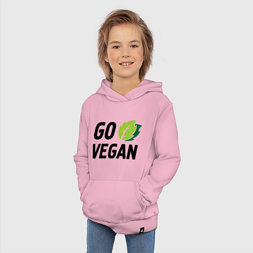 Детская толстовка-худи Go vegan / Светло-розовый – фото 3