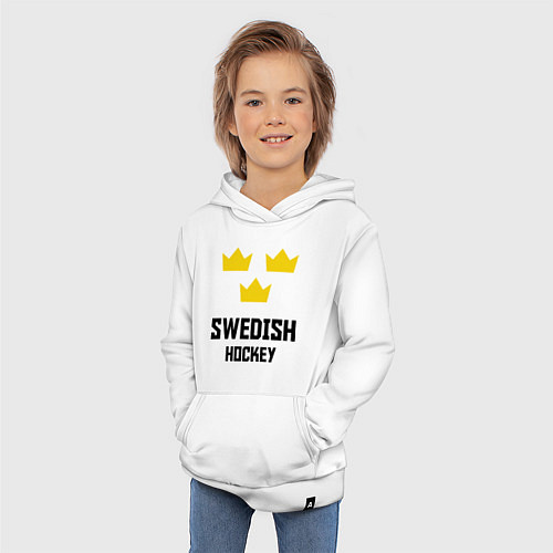 Детская толстовка-худи Swedish Hockey / Белый – фото 3