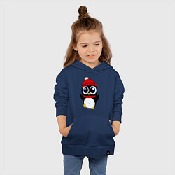 Толстовка детская хлопковая Удивленный пингвинчик, цвет: тёмно-синий — фото 2