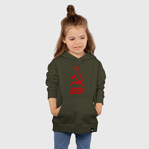 Детская толстовка-худи СССР - великая держава / Хаки – фото 4