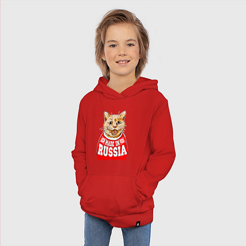 Детская толстовка-худи Made in Russia: киса / Красный – фото 3