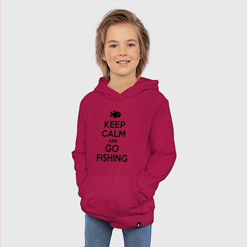 Детская толстовка-худи Keep Calm & Go fishing / Маджента – фото 3