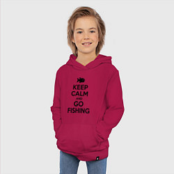 Толстовка детская хлопковая Keep Calm & Go fishing, цвет: маджента — фото 2