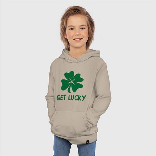 Детская толстовка-худи Get lucky / Миндальный – фото 3