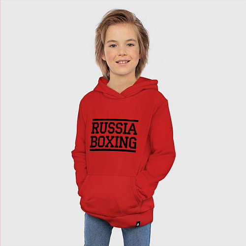Детская толстовка-худи Russia boxing / Красный – фото 3