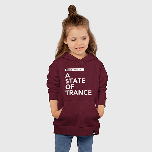 Детская толстовка-худи Together in A State of Trance / Меланж-бордовый – фото 4