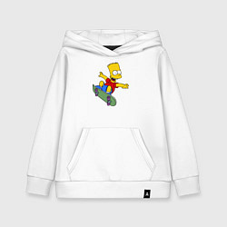 Толстовка детская хлопковая Барт на скейте, цвет: белый