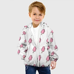 Куртка с капюшоном детская Мороженое розовое, цвет: 3D-белый — фото 2