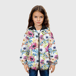 Куртка с капюшоном детская Цветы и бабочки 10, цвет: 3D-черный — фото 2