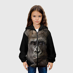 Куртка с капюшоном детская Глаза гориллы, цвет: 3D-черный — фото 2