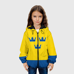 Куртка с капюшоном детская Сборная Швеции: домашняя форма, цвет: 3D-черный — фото 2