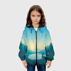 Куртка с капюшоном детская Олень у озера, цвет: 3D-черный — фото 2