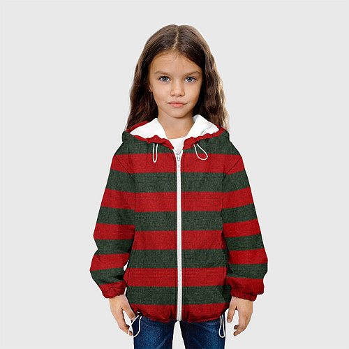 Детская куртка Красно-полосатый / 3D-Белый – фото 3