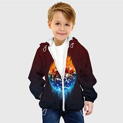 Куртка с капюшоном детская Огонь против воды, цвет: 3D-белый — фото 2