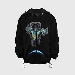 Куртка с капюшоном детская Космическая бабочка, цвет: 3D-черный