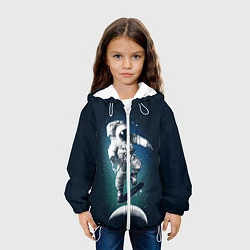 Куртка с капюшоном детская Космический скейтбординг, цвет: 3D-белый — фото 2