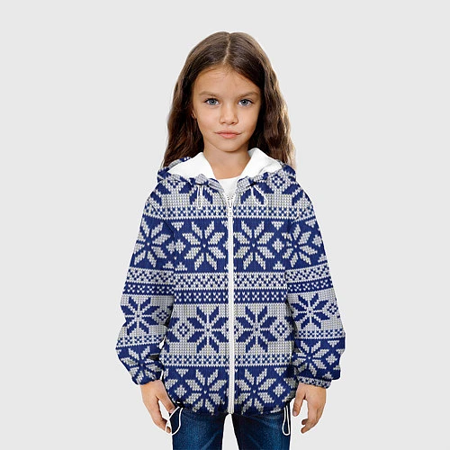 Детская куртка Синий свитер / 3D-Белый – фото 3