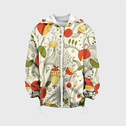 Куртка с капюшоном детская Поляна цветов, цвет: 3D-белый