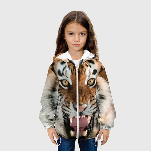 Детская куртка Свирепый тигр / 3D-Белый – фото 3