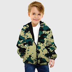 Куртка с капюшоном детская Камуфляж пиксельный: зеленый/черный, цвет: 3D-черный — фото 2