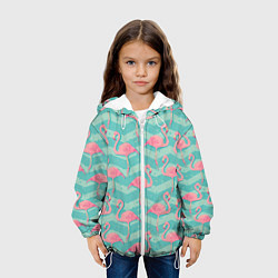 Куртка с капюшоном детская Flamingo Pattern, цвет: 3D-белый — фото 2
