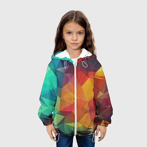 Детская куртка Цветные полигоны / 3D-Белый – фото 3