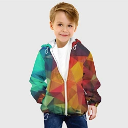 Куртка с капюшоном детская Цветные полигоны, цвет: 3D-белый — фото 2