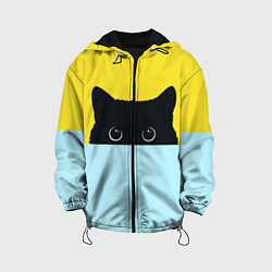 Куртка с капюшоном детская Черный кот выглядывает, цвет: 3D-черный