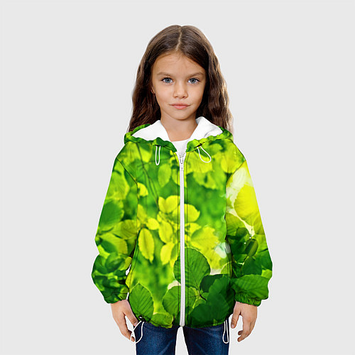 Детская куртка Зелёные листья / 3D-Белый – фото 3