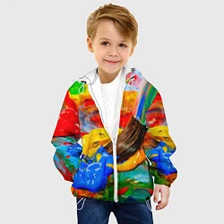 Куртка с капюшоном детская Краски, цвет: 3D-белый — фото 2
