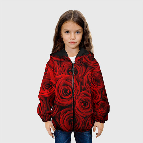 Детская куртка Красные розы / 3D-Черный – фото 3