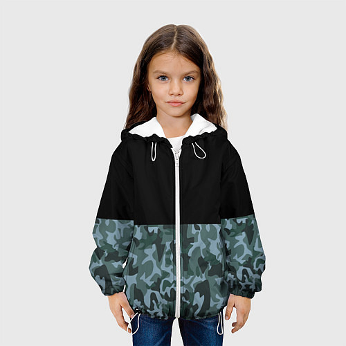 Детская куртка Камуфляж: черный/синий / 3D-Белый – фото 3