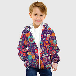 Куртка с капюшоном детская Цветочный взрыв, цвет: 3D-белый — фото 2
