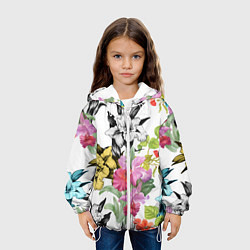 Куртка с капюшоном детская Ирисы, цвет: 3D-белый — фото 2