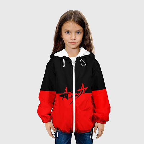 Детская куртка АлисА: Черный & Красный / 3D-Белый – фото 3