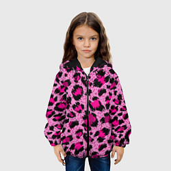 Куртка с капюшоном детская Розовый леопард, цвет: 3D-черный — фото 2
