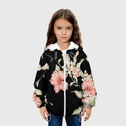 Куртка с капюшоном детская Цветок во мраке, цвет: 3D-белый — фото 2