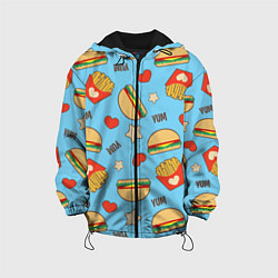 Куртка с капюшоном детская Yum Fast Food, цвет: 3D-черный